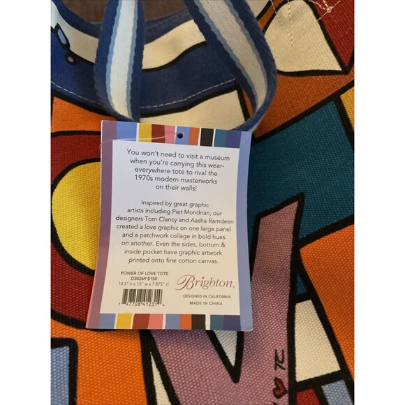 Brighton Power of Love Tote NWT Multicolor Canvas - Picture 5 of 8